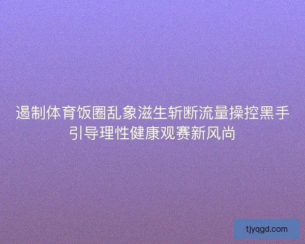 遏制体育饭圈乱象滋生斩断流量操控黑手引导理性健康观赛新风尚