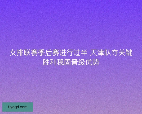 女排联赛季后赛进行过半 天津队夺关键胜利稳固晋级优势